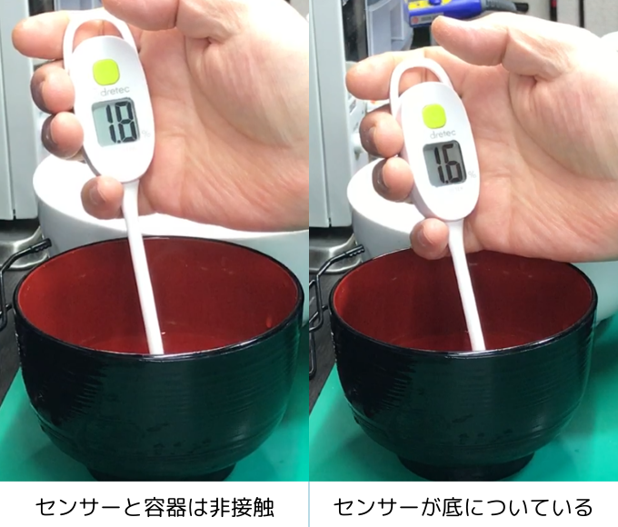 プラスチックの器の場合の測定誤差